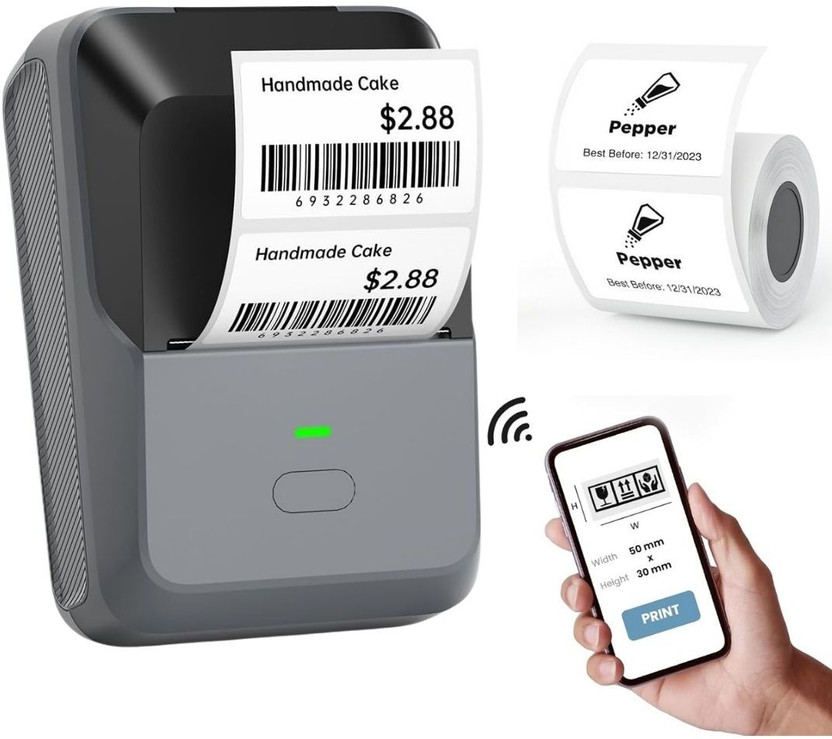 OnlyU Mini Bluetooth Thermal Label Printer for Business & Home Multi-function Monochrome Label Printer(Label Roll)