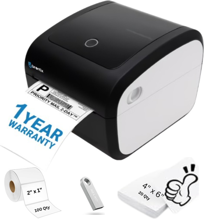 BRONTIX Thermal Printer 4x6 inch Label | Adjustable Label size | 203 DPI Single Function Monochrome Label Printer(Label Roll)