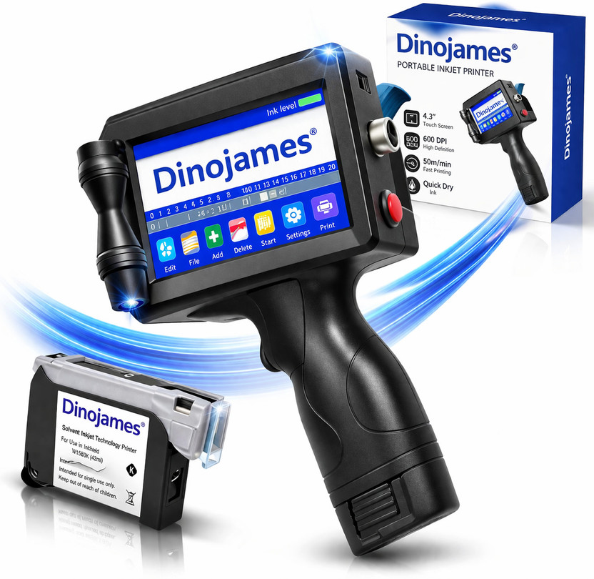 dinojames Half InchBatch Coding Machine for Date, MRP, Expiry, Barcode & QR Code Printing Multi-function Color Inkjet Printer(Ink Cartridge, 1 Toner Cartridge Included)