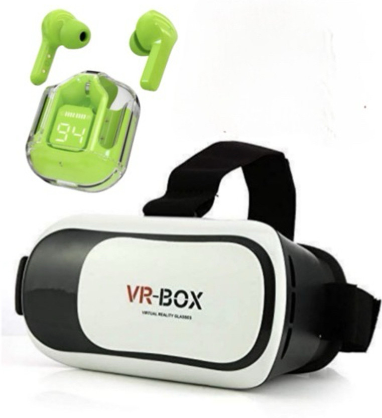 XRise VR Box 3D Virtual Reality Glasses with Ultrapods TWS Earbuds Combo Pack 2.4 GHz AM3 2 Core Processor Designed for Mobile(Black)