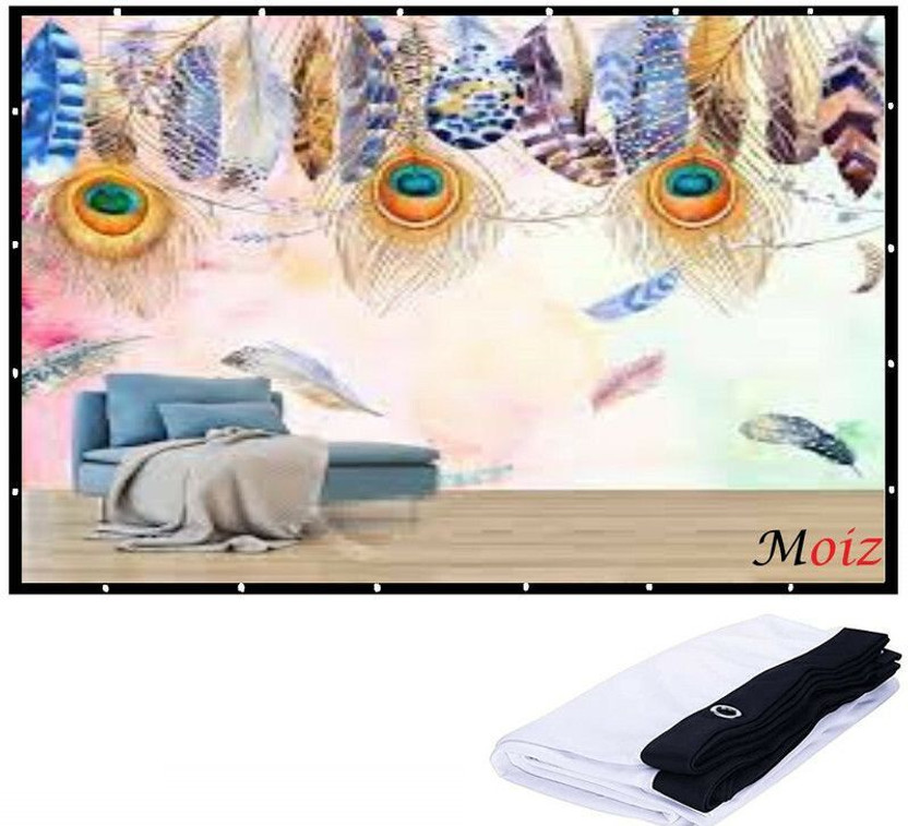 Moiz 150 Inch- 10Ft x 8Ft-Anti-Creased-Foldable Anti-Light 16:9 4K Eyelet Full HD 3D Projector Screen (Width 332 cm x 187 cm Height)