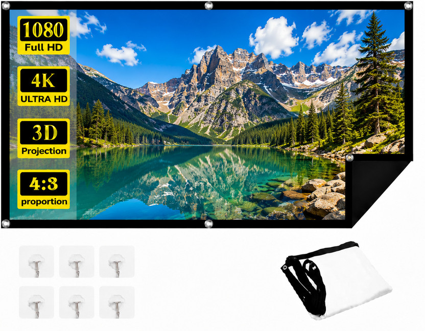 XTECTORVIEW 100 Inch Foldable Projector Screen 4:3 Ratio Wrinkle-Free Matte White Projection Projector Screen (Width 214 cm x 152 cm Height)
