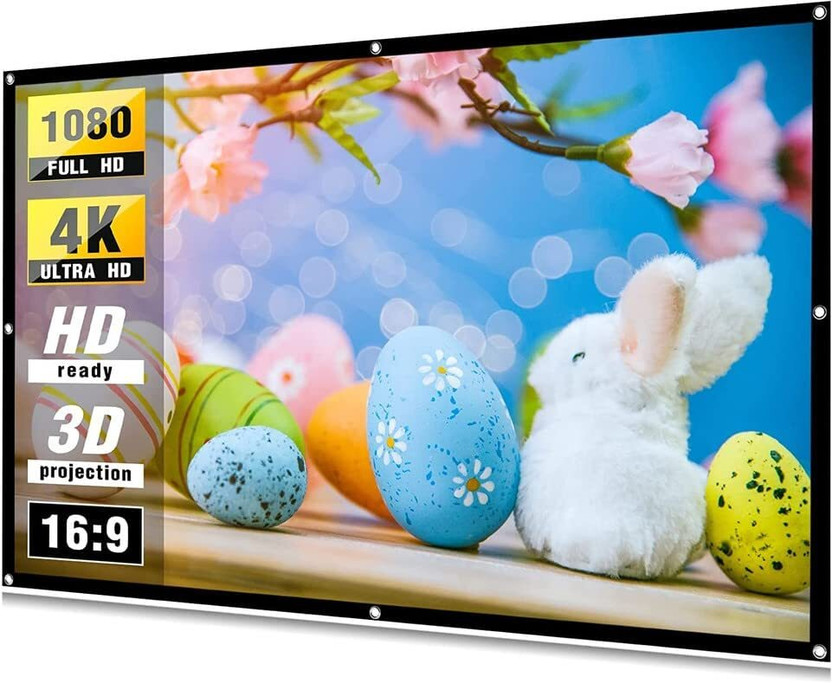 QUARSON 75 inch Projector Screen,4K 16:9 Portable Eyelet Premium Video Foldable screen Projector Screen (Width 166 cm x 93 cm Height)