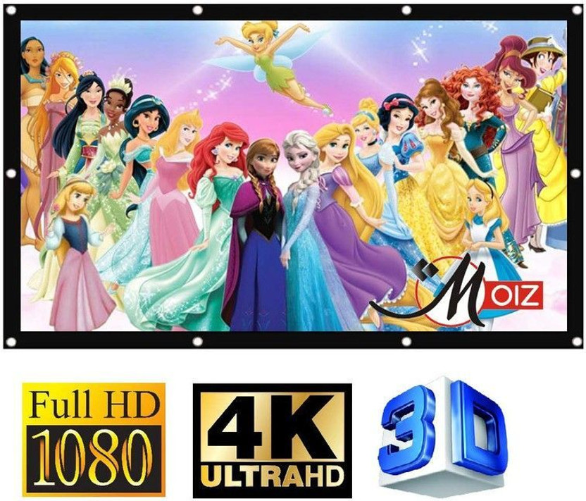 Moiz 92 inch Projector Screen,4K HD Portable Video Projector Screen Foldable Anti-Crease Indoor Outdoor Projection Screen for Home, Office, Classroom (80" Inch (W) x 45" Inch (H)) Projector Screen (Width 213.36 cm x 121.92 cm Height)