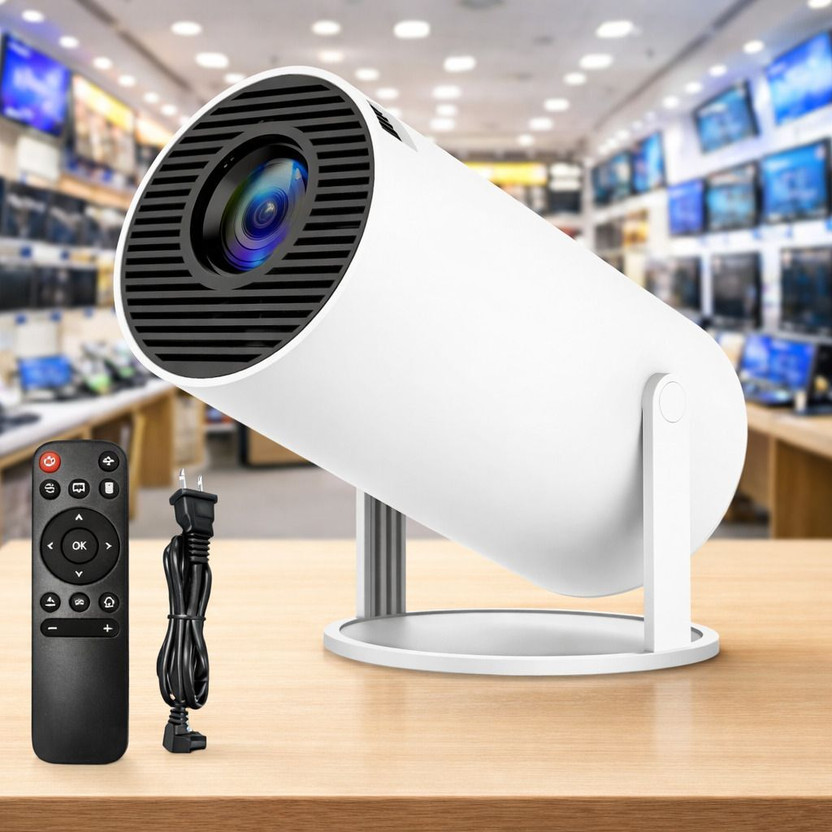Steepify Smart Mini Projector | Native 720P HD | 4K Support | WiFi 6 & Bluetooth 5.0 (4500 lm / 1 Speaker / Wireless / Remote Controller) Portable Projector(White)