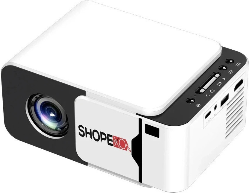 Shopexo T5 Mini 4K Support Native 720p HD Android 13 Wifi Miracast BT Auto keystone (5000 lm / 1 Speaker / Wireless / Remote Controller) Portable Projector(White)