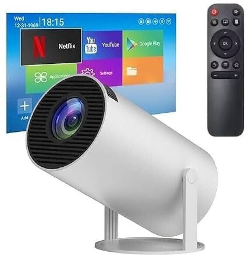 SHOPOGENIX Home Use Smart LED 720P TV 4K Projector with HDMI and USB Ports (1200 lm / 1 Speaker / Wireless / Remote Controller) Portable Projector(White)