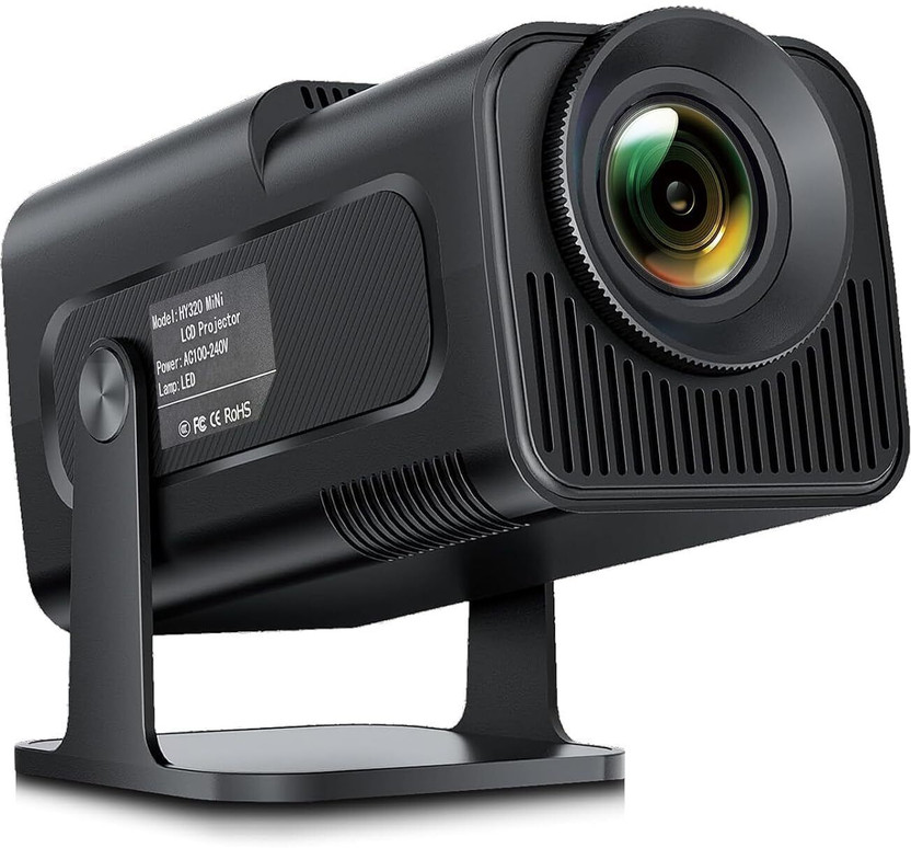 AVIER HY320 Mini 4K Support Android 13 WiFi 6/BT 5.0 2GB/16GB Auto Keystone (5000 lm) Portable Projector(5000 lm / 1 Speaker / Wireless / Remote Controller Black)