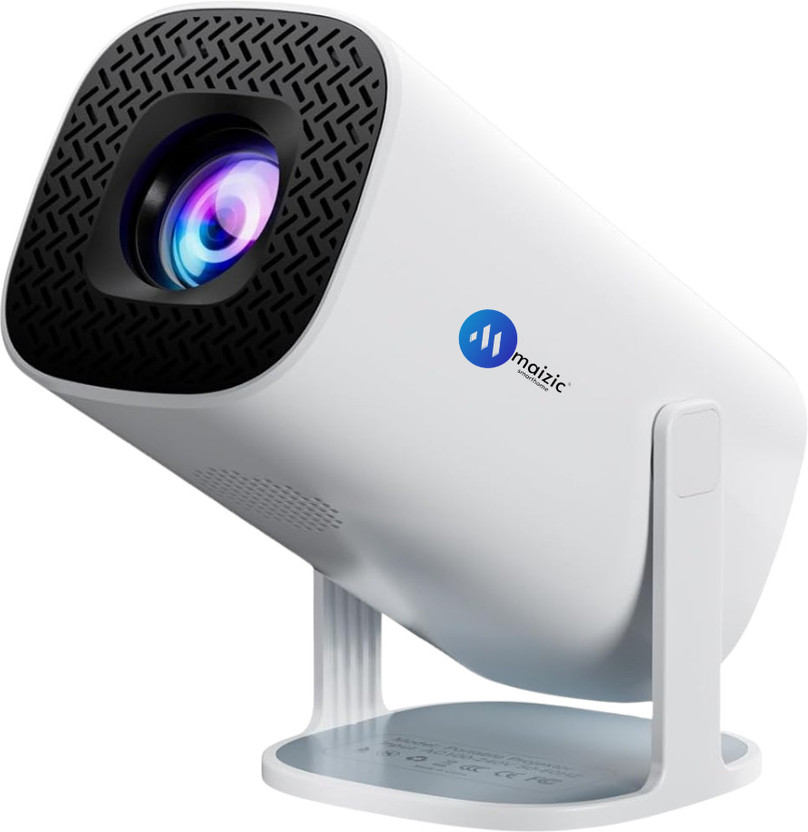 Maizic Smarthome CineGo Blaze 1080P 4K Android 11 Projector, WiFi6, BT 5.4, Auto Keystone, 180° (2000 lm / 1 Speaker / Wireless / Remote Controller) Portable Projector(White)