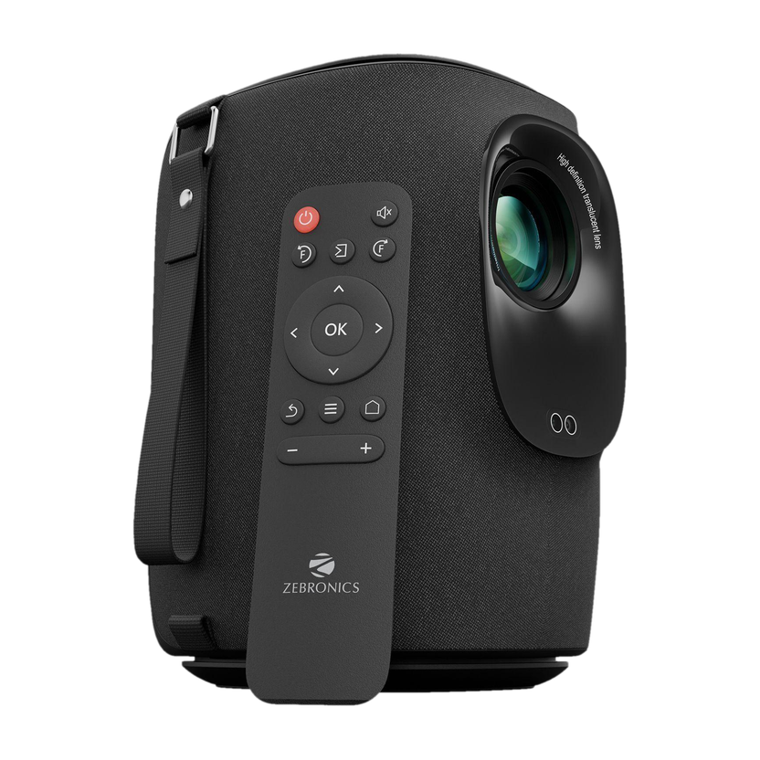 ZEBRONICS ZEB-PIXAPLAY 24 (5000 lm / 1 Speaker / Wireless / Remote Controller) Portable Full HD 1080p, 160-inch Screen Size, Auto Focus & Keystone, Bluetooth, WIFI, HDMI (ARC), USB, AUX, APP Support, Miracast Smart LED Projector(Black)