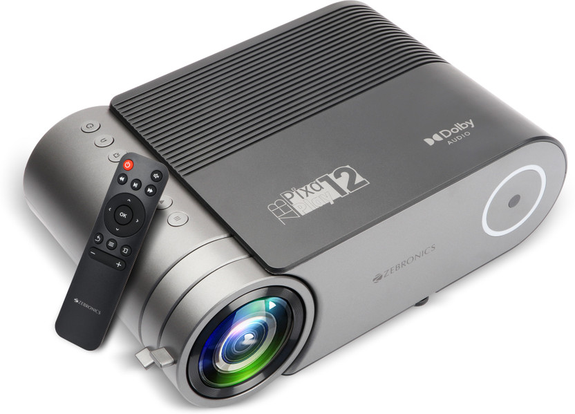 ZEBRONICS Zeb-PixaPlay 12 (4400 lm / 1 Speaker / Remote Controller) Projector(Black)