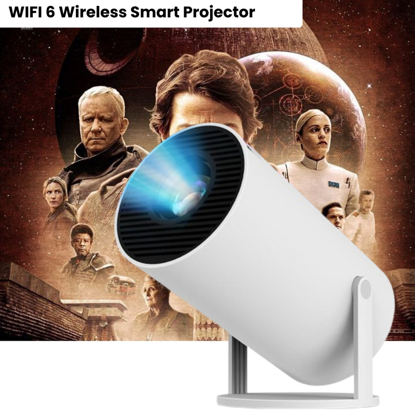 FRONY Smart Projector for Home 4K Support Rotabable Design withApp Netflix,YouTubeD32 (4500 lm / 1 Speaker / Wireless / Remote Controller) Portable Projector(White)