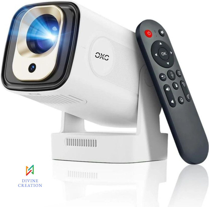 Divine creation HY 260 Smart HD LED Projector with WiFi Built-in Speaker Dual Band WiFi D103 (8000 lm / 1 Speaker / Wireless / Remote Controller) Portable Projector(White)