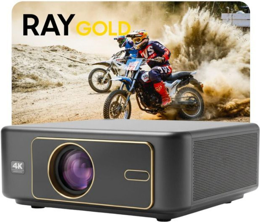 pixpaq RAY GOLD(Japan)2150ANSI 22000lm Automatic Full HD 1080p,4K HDR Home Projector (1000 lm / Remote Controller) Portable Projector(Auto Focus + Auto Keystone, ARC, Dual WiFi & BT, Dual HDMI Port(Black))