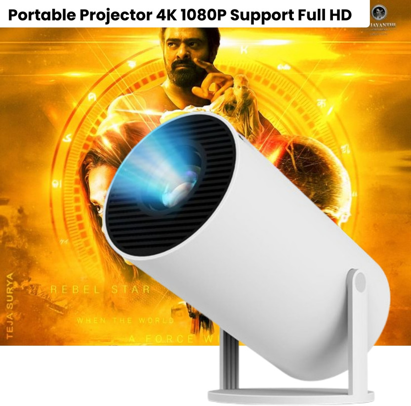 GUGGU Smart Projector for Home 4K Support Rotabable Design withApp Netflix,YouTubeW374 (4500 lm / 1 Speaker / Wireless / Remote Controller) Portable Projector(White)
