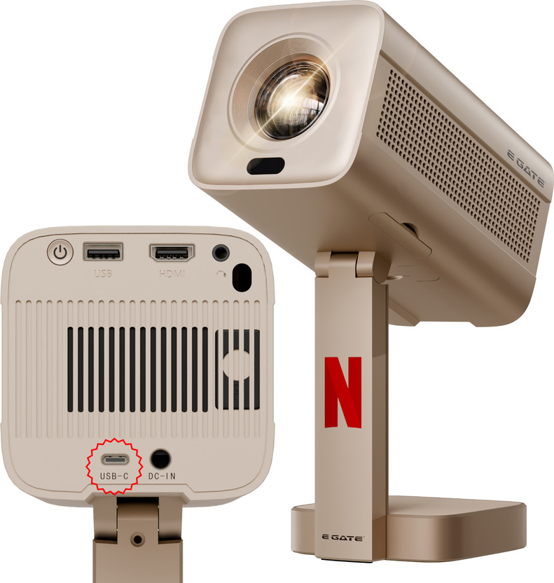 Egate Egate Atom 4X+ 4K HDR Projector Native 1080p Android 12 | HDR10 HDMI | Netflix Prime (10000 lm / 1 Speaker / Wireless / Remote Controller) Whale TV+ Live TV on Android, Inbuilt Speaker, Screen Mirroring,USB-HDMI ARC+CEC HDR+HLG Projector(Gold) - Flipkart Deal