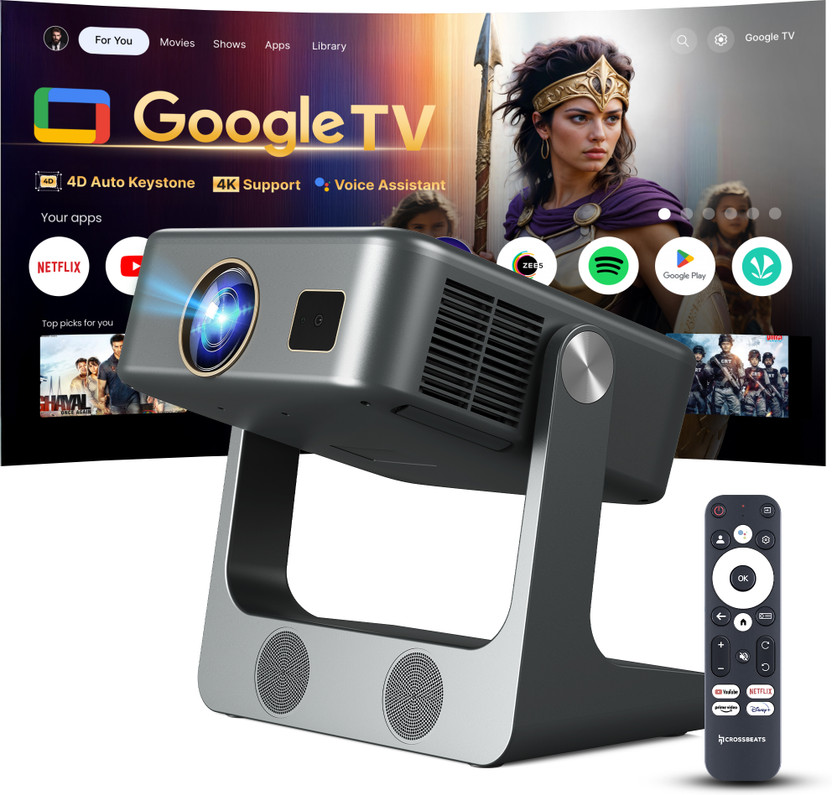 CrossBeats SOLIS (17200 lm / 2 Speaker / Wireless / Remote Controller) Portable Projector(Grey)