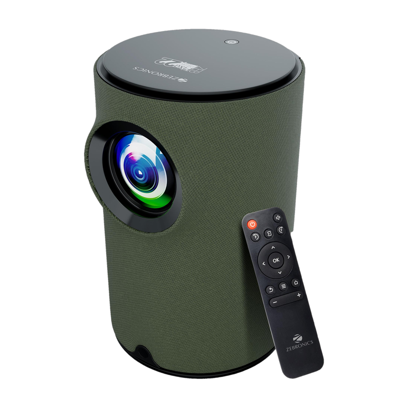 ZEBRONICS ZEBRONICS PIXAPLAY 22 (3400 lm / 1 Speaker / Wireless / Remote Controller) Portable with Electronic Focus, Multi Connectivity & Supported Formats, In-built Speaker, Dual Band Connectivity, Cotton Swab Pack , Stunning 720p HD Smart Projector(Green) - Flipkart Deal