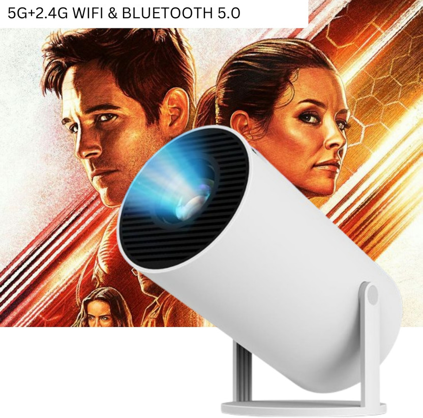 Clairbell Smart Projector for Home 4K Support Rotabable Design withApp Netflix,YouTubeN378 (4500 lm / 1 Speaker / Wireless / Remote Controller) Portable Projector(White)