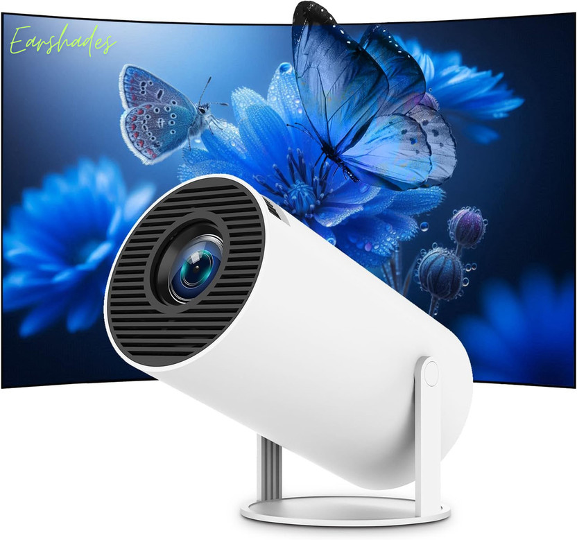 EarShades HY-300 4K Ultra HD Smart Mini Projector with WiFi, Android System E135 (4500 lm / 1 Speaker / Remote Controller) Portable Projector(White)