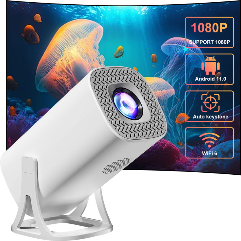 AG INDUSTRY Android 11.0 S40 Smart Projector, 2.4G & 5G WIFI, 1080P & 4K Support,2X Brighter (8400 lm / 1 Speaker / Wireless / Remote Controller) Portable Projector(White)