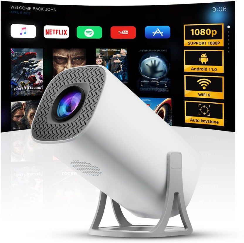 MAFAI Portable Mini Projector Full HD 1080p Support with WiFi & Dual Speaker Setup (2300 lm / Wireless / Remote Controller) Portable Projector(White)