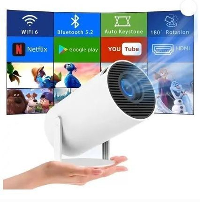 Truecode Android Projector 4K & 1080P, 4D Keystone, 270° Rotation, Device Compatible (2000 lm / Remote Controller) Portable Projector(White)