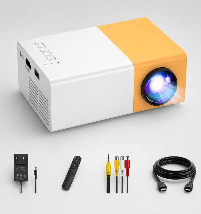 rajsunventures LED Mini Projector Portable HD Home Theater & Entertainment Device (400 lm / Remote Controller) Portable Projector(White)