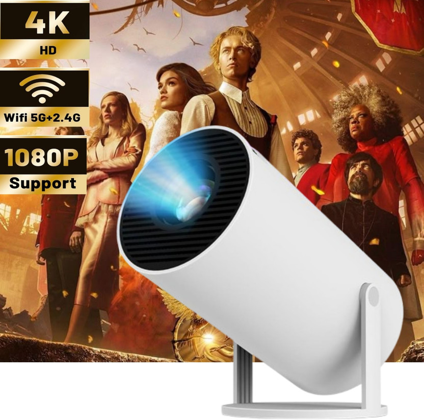 FRONY Smart Projector for Home 4K Support Rotabable Design withApp Netflix,YouTubeB194 (4500 lm / 1 Speaker / Wireless / Remote Controller) Portable Projector(White)