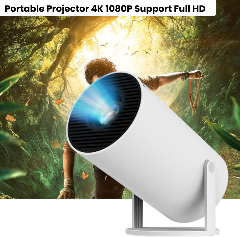 FRONY Smart Projector for Home 4K Support Rotabable Design withApp Netflix,YouTubeA453 (4500 lm / 1 Speaker / Wireless / Remote Controller) Portable Projector(White)
