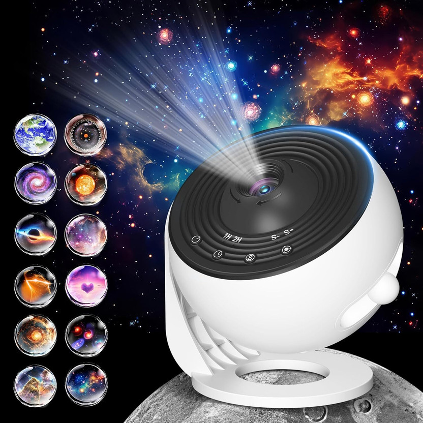 Jiyancreation Galaxy Projector for Bedroom, HD Image Star Galaxy Light Adjustable Knob (0 lm) Portable Projector(White)