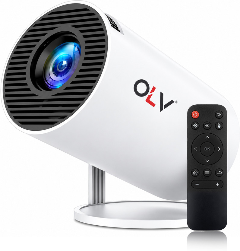 OLV OLV Portable Mini Projector,4K Native 1080P Full Smart, WiFi BT 5.0 with 180° rotate (6000 lm / Remote Controller) Portable Projector(White Black) - Flipkart Deal