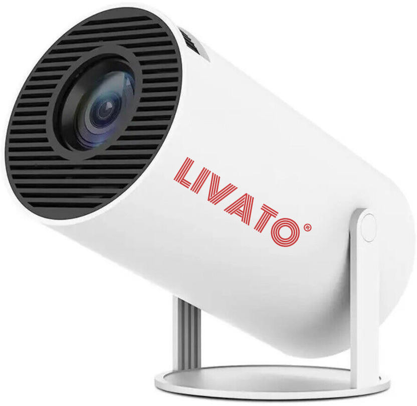 Livato HY300 Pro 4K Support,Native 720P Android 11 Wifi Bluetooth Miracast (5000 lm / 1 Speaker / Wireless / Remote Controller) Portable Projector(White)
