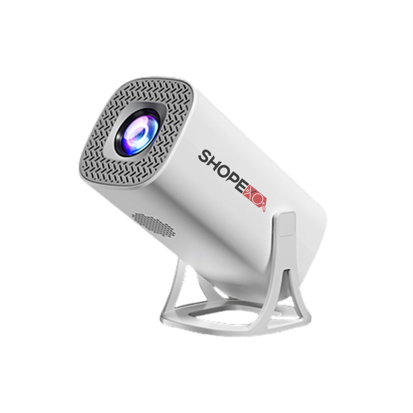 Shopexo S40 Pro 1GB/8GB,4K Support Android 14 WiFi6/BT5.0 Auto Keystone (6000 lm / 1 Speaker / Wireless / Remote Controller) Portable Projector(White Grey)