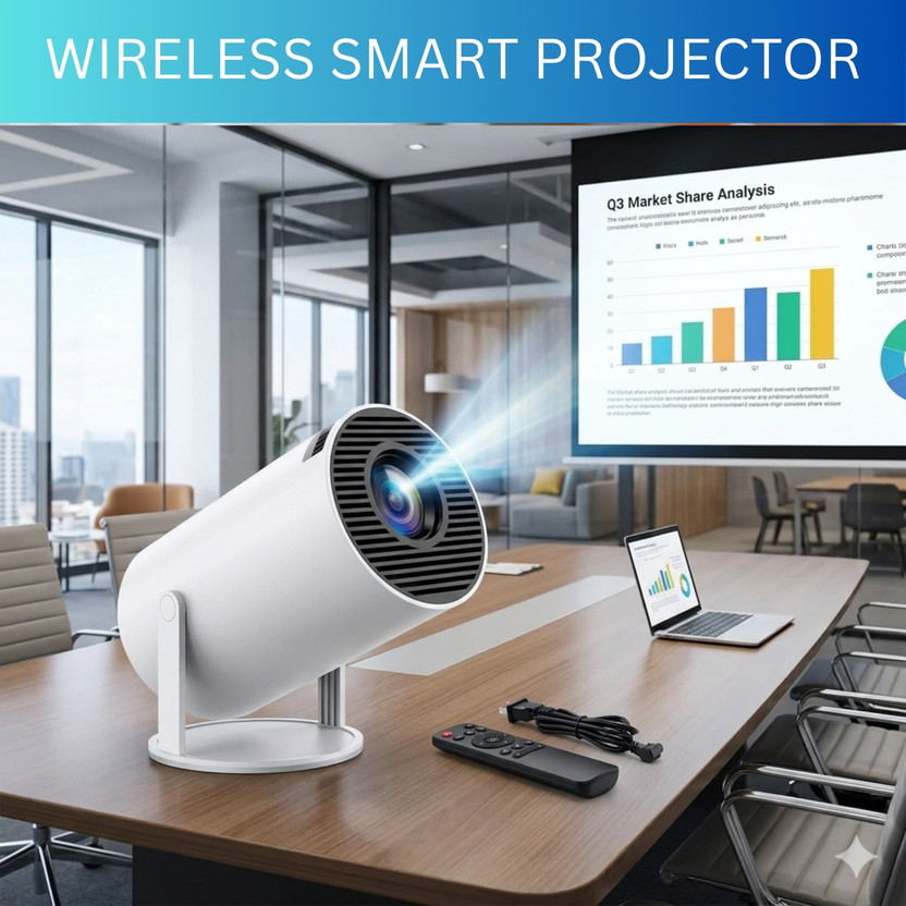 FRONY Projector, 4K 1080P Full HD Projector, WiFi 5G Compatible With Mobile/LaptopS77 (4500 lm / 1 Speaker / Wireless / Remote Controller) Portable Projector(White)