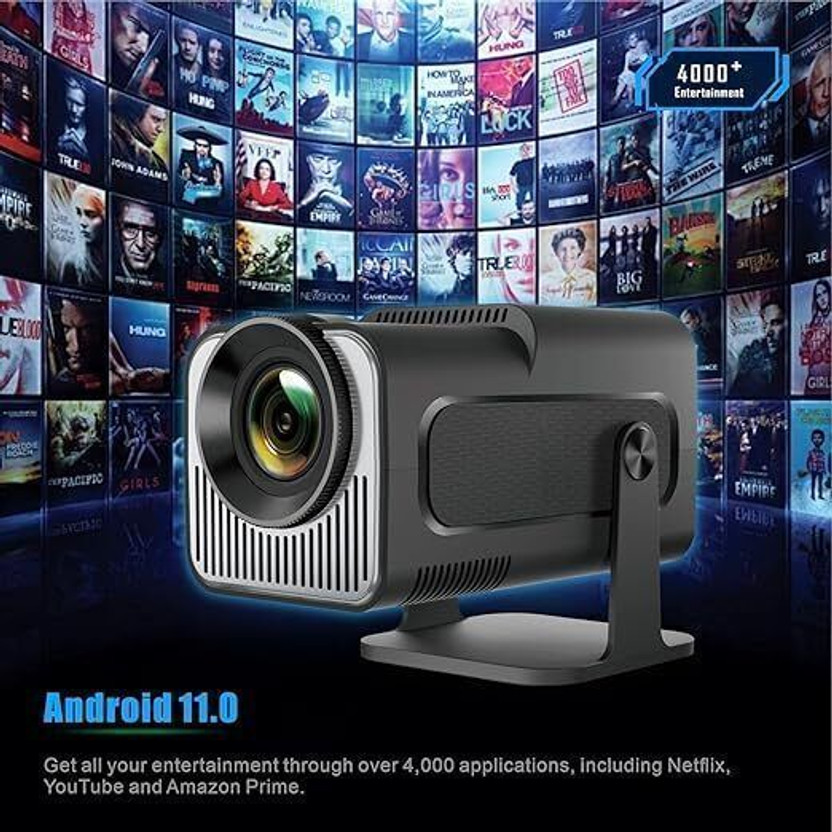 WELITRO HY320 Smart LED Projector 4K Support, 180° Rotatable, Remote for Home Cinema (4800 lm / 1 Speaker / Wireless / Remote Controller) Portable Projector(Black)