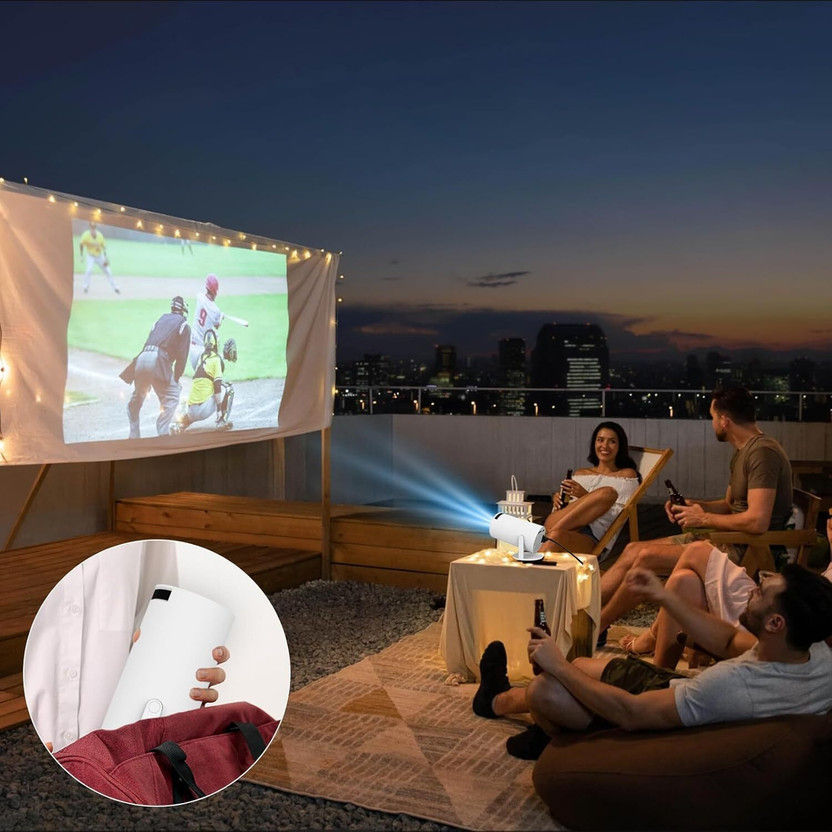 TECHEL Newest LED Smart Projector for Home 4K Support With Best Quality WYK13 Projector Screen (Width 115.5 cm x 44.5 cm Height)