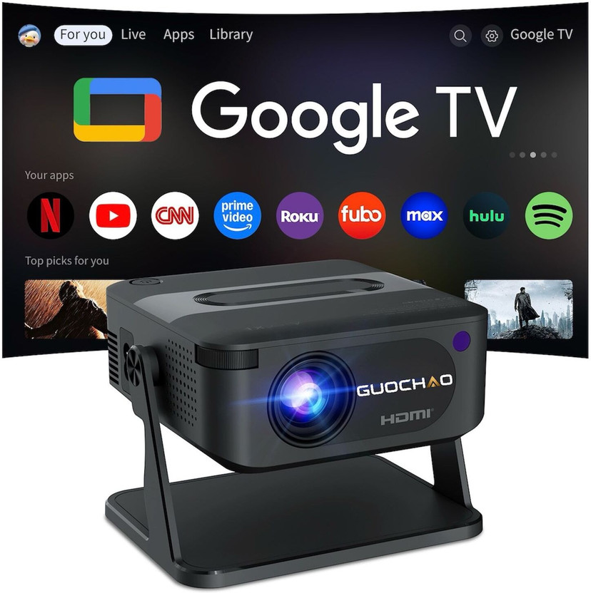 GUOCHAO GUOCHAO HA109PRO 4K Support Native HD Android 14 Freestyle Auto Keystone (5000 lm / 1 Speaker / Wireless / Remote Controller) Portable Projector(Black) - Flipkart Deal