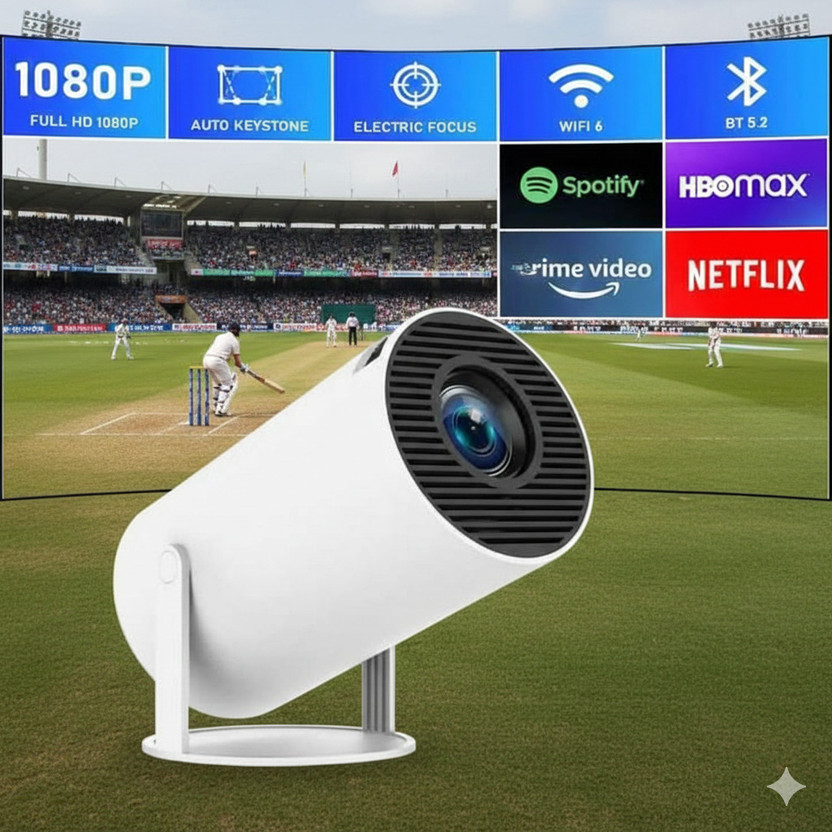 Offtrot HY300 Smart Android Projector (160 lm / 1 Speaker / Wireless / Remote Controller) Portable Projector(White)