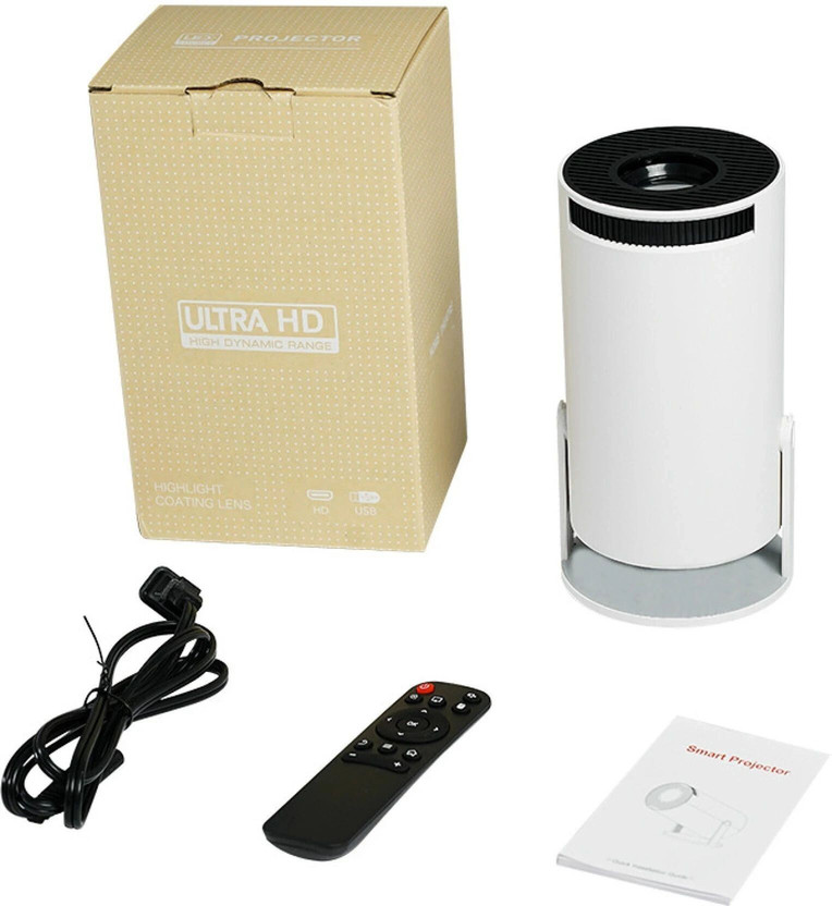 Trending Store HY300 Android 11 Native 720P Support WiFi 6/BT 5.0 1GB/8GB Auto Keystone (5000 lm / 1 Speaker / Wireless / Remote Controller) Portable Projector(White)