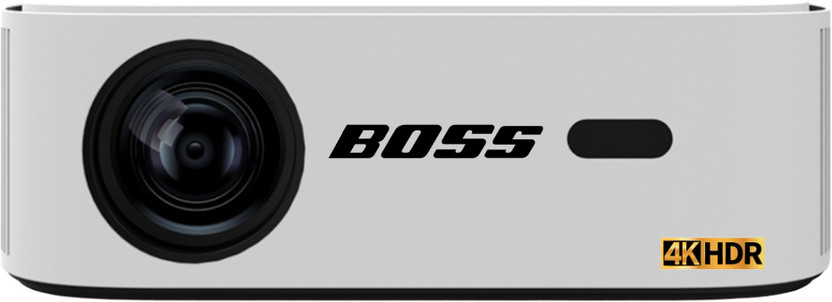 Boss Projector BOSS S28A Max 4K Ultra HD Android Projector | AI Auto Focus & Auto Keystone (15000 lm / 2 Speaker / Wireless / Remote Controller) Portable Projector(15000 Lumens | Wi-Fi, Bluetooth | Smart LED Projector for Home, Office & Outdoor)