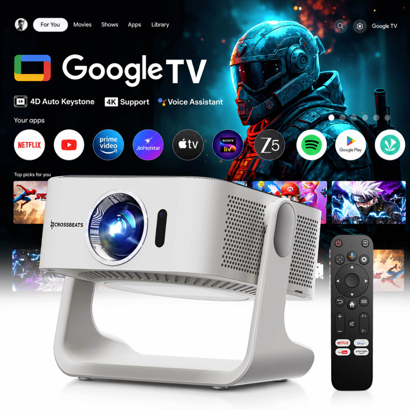 CrossBeats Lumex Aura (1000 lm / 1 Speaker / Wireless / Remote Controller) Portable Projector(White)
