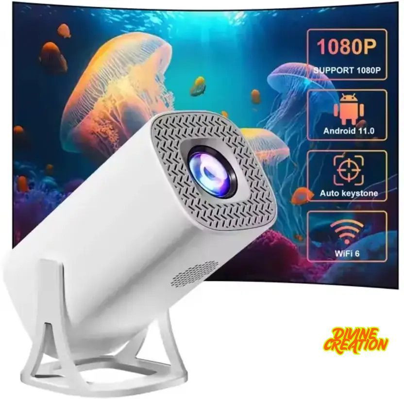Divine creation S40 UltraView Android Smart LED I 4K Projector I Portable Cinema Projector B343 (5000 lm / 1 Speaker / Wireless / Remote Controller) Portable Projector(White)