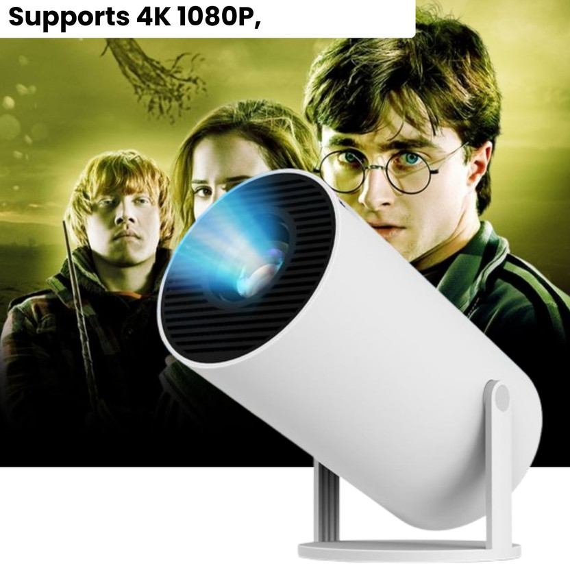 SACRO Smart Projector for Home 4K Support Rotabable Design withApp Netflix,YouTubeZ64 (4500 lm / 1 Speaker / Wireless / Remote Controller) Portable Projector(White)