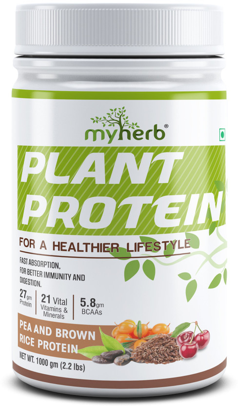 MYHERB Plant Protein Powder Pea And Brown Rice Protein Powder Vegan High Protein Powder Plant-Based Protein(1 kg, Chocolate)
