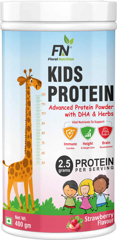 Floral Floral Nutrition Kids Protein Powder with DHA,Vitamin-D for Growth,Immunity, Active & Strong Kid Protein Shake(400 g, Strawberry) - Flipkart Deal