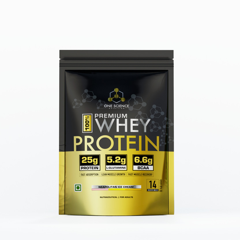 One Science Nutrition 100% Premium Whey Protein Powder Refuels & Repairs Muscles 1LB Whey Protein(454 g, Neapolitan Ice Cream)
