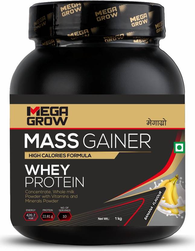 MEGAGROW Mass Gainer High Calories Formula Whey Protein Banana Flavored