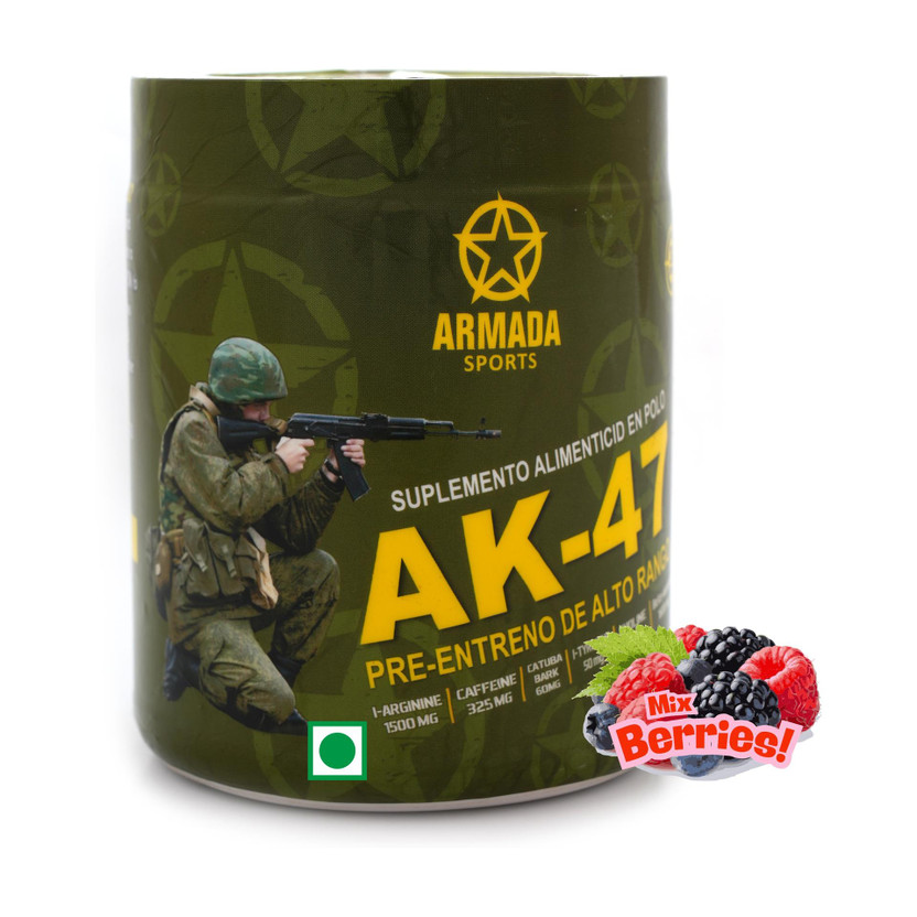 Armada Sports AK-47 Preworkout Enhance mental Focus, Strength, Stemina Pre Workout(200 g, Mixed Berries)