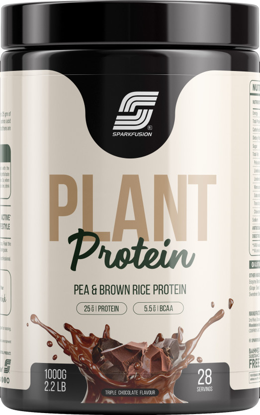 Sparkfusion Vegan Plant Protein Powder Essential Amino Acids Chocolate Flavour 1kg(Unisex) Protein Shake(1 kg, Chocolate)